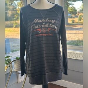 Harley-Davidson Women’s Tunic Grey w/ Black Stripes 2 pockets. Size Large